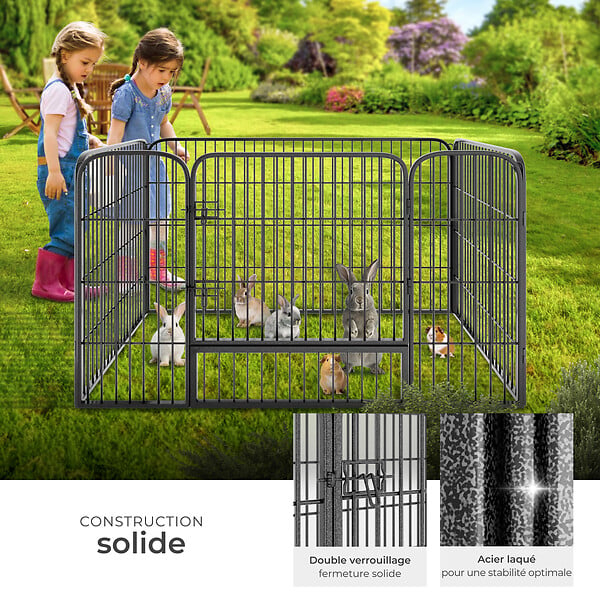 TECTAKE - Enclos pour chien 125 x 85 x 70 cm gris - large