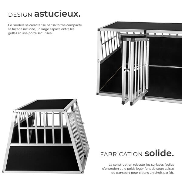 TECTAKE - Cage de transport pour chien double dos incliné noir - large