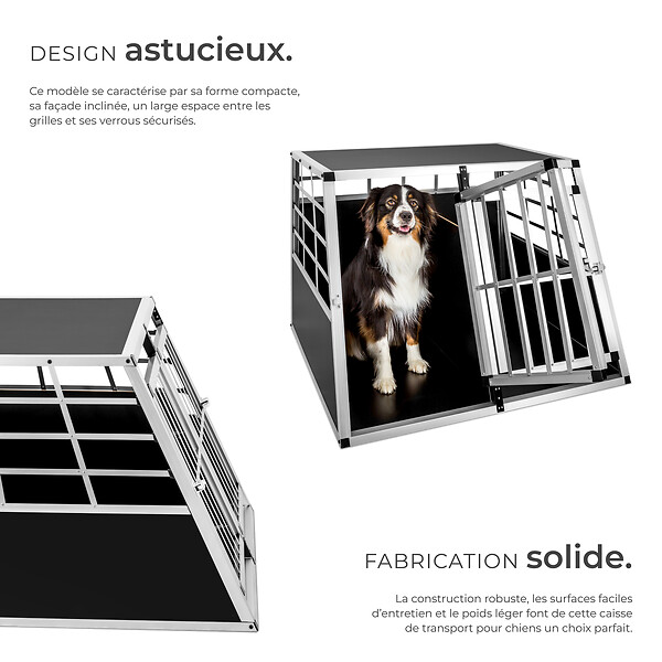TECTAKE - Cage de transport pour chien double dos droit noir - large