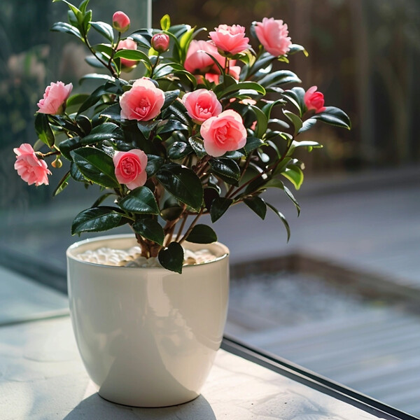 PLANT IN A BOX - Camélia - Camellia japonica 'Dr. King' - Hauteur 50-60cm - ⌀15cm - large