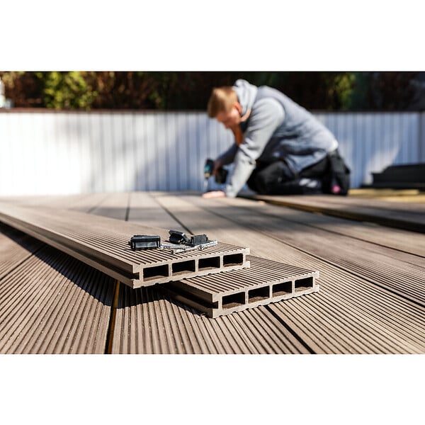 MCCOVER - PACK 1 m² lame de terrasse composite Dual ACCESSOIRES 2400mm Chocolat, ep.25mm, l.14 cm, L.240 cm - large