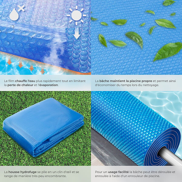 TECTAKE - Bâche solaire ronde pour piscine bleu - large