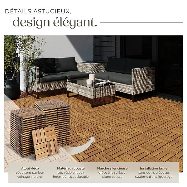 TECTAKE - Dalles de terrasse TABULA 12 lames marron - large