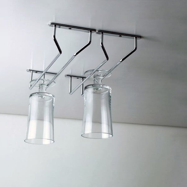 EMUCA - Porte-verres pour meubles Supra 1 rangée, longueur 340mm, Acier, Chromé - large