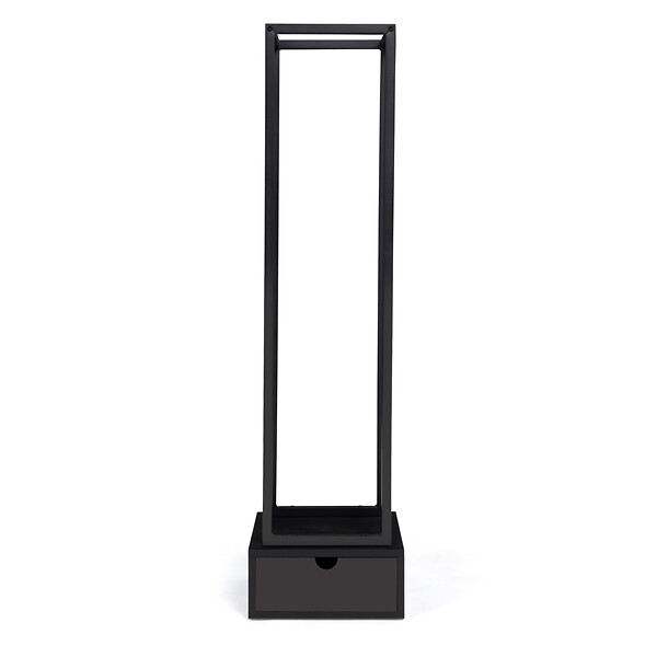 ID MARKET - Range bûches vertical acier noir H. 125 CM avec tiroir pour cheminée - large