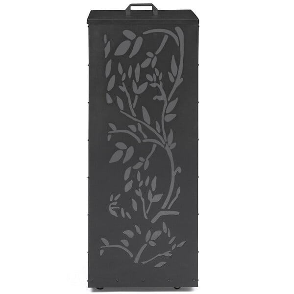 ID MARKET - Réservoir à granulés 55 kg noir rangement à pellets 36 x 36 x 87 cm - motif floral - large