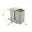 EMUCA - Poubelle de recyclage pour montage inférieur et extraction automatique dans l'élément de cuisine 2x14litres, Plastique gris - vignette