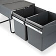 EMUCA - Bac de tri sélectif a montage inférieur et extraction manuelle pour élément de cuisine Recycle, 2x15litres, Plastique Gris antracite - vignette