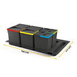 EMUCA - Kit poubelle de tri sélectif pour tiroir de cuisine avec socle Recycle hauteur 266mm, 2x15litres, 2x7litres, module 900mm, Plastique Gris antracite - vignette