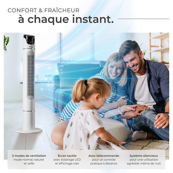 TECTAKE - Ventilateur colonne 110 cm blanc - large