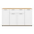 ID MARKET - Buffet 140 cm VITO 4 portes et 1 tiroir blanc et bois - vignette