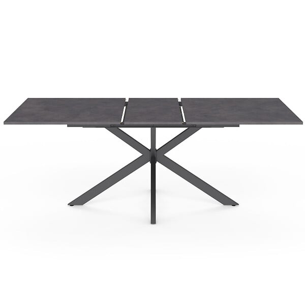 ID MARKET - Table à manger extensible rectangle JASPE 6-10 personnes plateau effet béton pied araignée gris anthracite 160-200cm - large