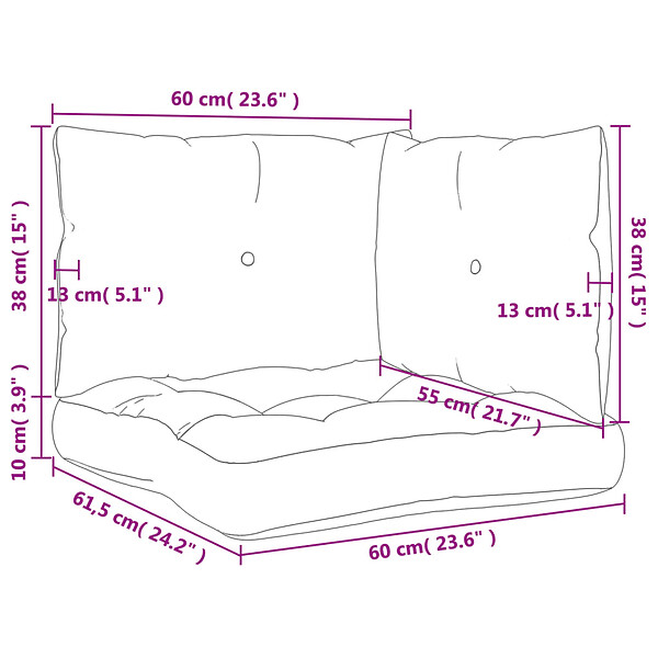 VIDAXL - vidaXL Coussins de palette lot de 3 multicolore tissu Oxford - large