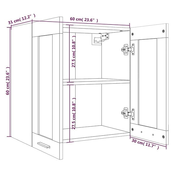VIDAXL - vidaXL Armoire en verre suspendue "Lyon" Sonoma gris - large