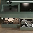 EMUCA - Tiroir extérieur Vertex avec réglages 3D hauteur 178mm, 40kg, profondeur 400mm, Acier, Gris antracite - vignette