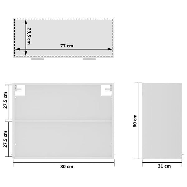 VIDAXL - vidaXL Armoire en verre suspendue "Lyon" Blanc 80x31x60 cm - large