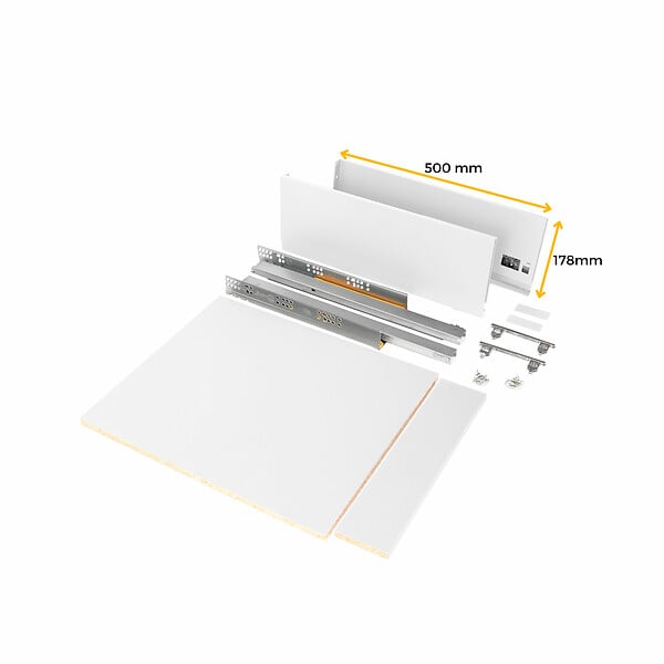 EMUCA - Kit de tiroirs pour cuisine ou salle de bains Vertex, hauteur 178mm, avec panneaux inclus, module 450mm, Peint en blanc - large