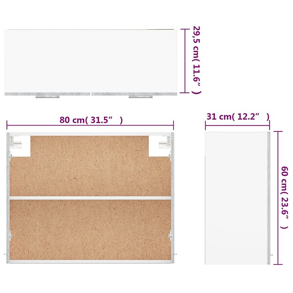 VIDAXL - vidaXL Armoire suspendue "Lyon" Sonoma gris 80x31x60 cm - large