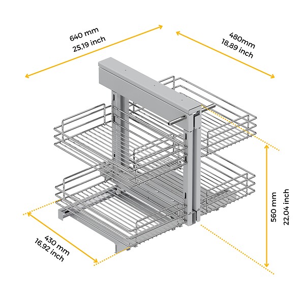 EMUCA - Système d'angle extractible pour meuble de cuisine Suprastar, acier, chrome - large