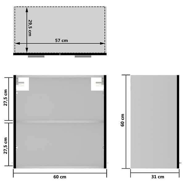 VIDAXL - vidaXL Armoire en verre suspendue "Lyon" Noir 60x31x60 cm - large