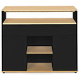 ID MARKET - Meuble de bar extensible en table à manger 2 personnes VITO noir et plateau bois - vignette