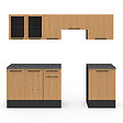 ID MARKET - Cuisine complète 240 cm SUBTIL avec vitrine + plan de travail 7 éléments noir et façon hêtre - vignette