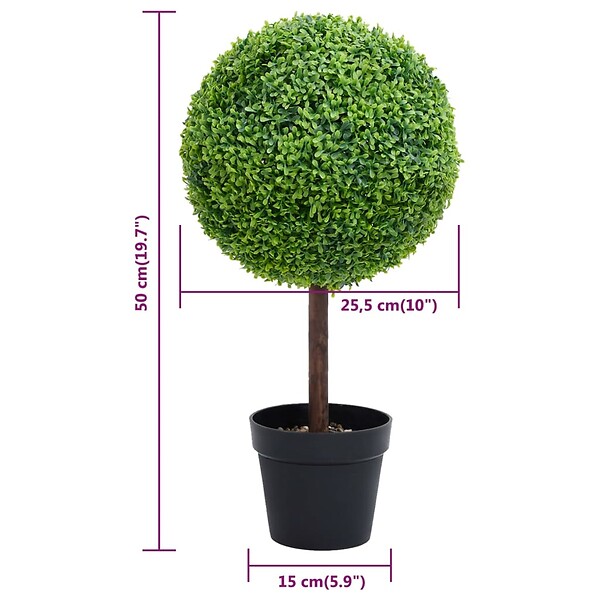 VIDAXL - vidaXL Plante de buis artificiel avec pot Forme de boule Vert 50 cm - large