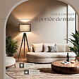 TECTAKE - Lampadaire Lunaris, abat-jour en tissu, trépied noir - vignette