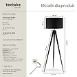 TECTAKE - Lampadaire Lunaris, abat-jour en tissu, trépied noir - vignette