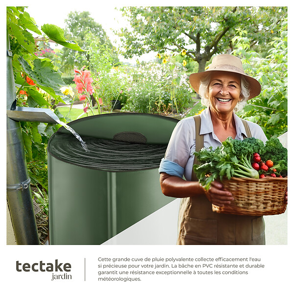 TECTAKE - Récupérateur d'eau de pluie  vert - large