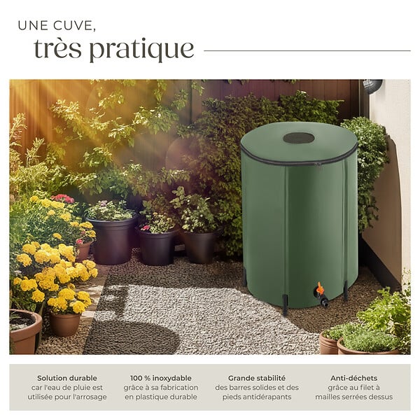 TECTAKE - Récupérateur d'eau de pluie  vert - large