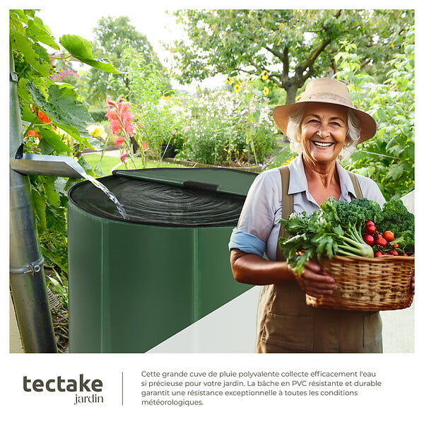 TECTAKE - Récupérateur d'eau de pluie  vert - large