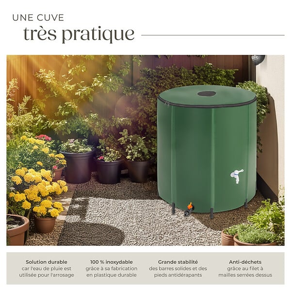 TECTAKE - Récupérateur d'eau de pluie  vert - large