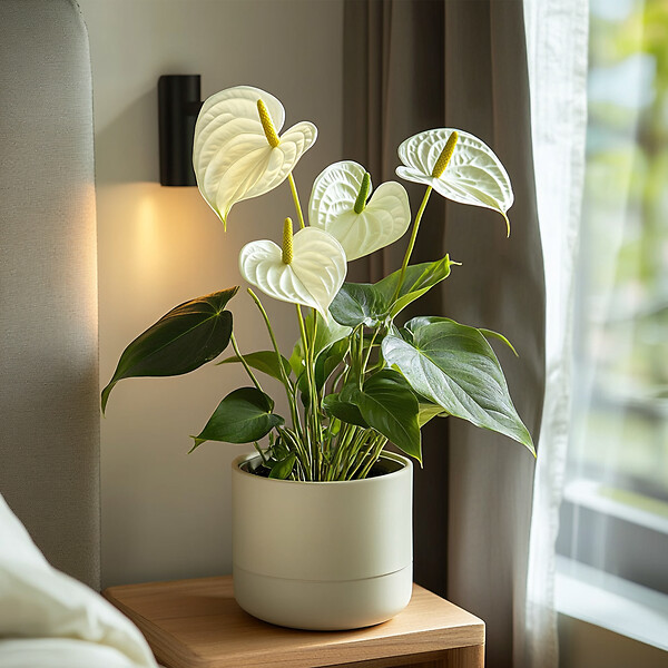 PLANT IN A BOX - Langue de feu - Anthurium 'Alaska White' - Hauteur 55-70cm - Pot 17cm - large