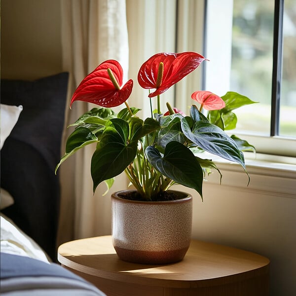 PLANT IN A BOX - Langue de feu - Anthurium 'Royal Champion' - Hauteur 35-45cm - Pot 12cm - large