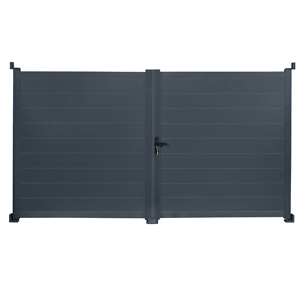 ID MARKET - Portail battant 302x160 cm en aluminium gris anthracite - large