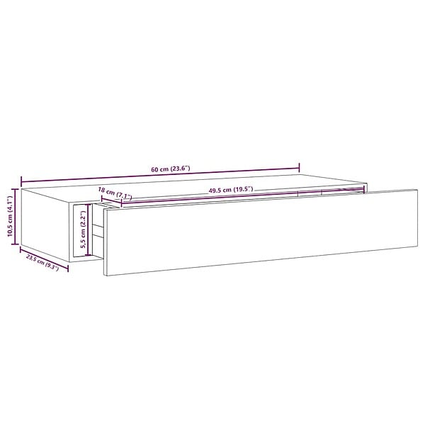 VIDAXL - vidaXL 2x Etagères à Tiroirs Murales Armoires Flottantes Etagères Suspendues Supports Muraux Salon Salle de Séjour Maison Blanc 60x23,5x10 cm MDF - large
