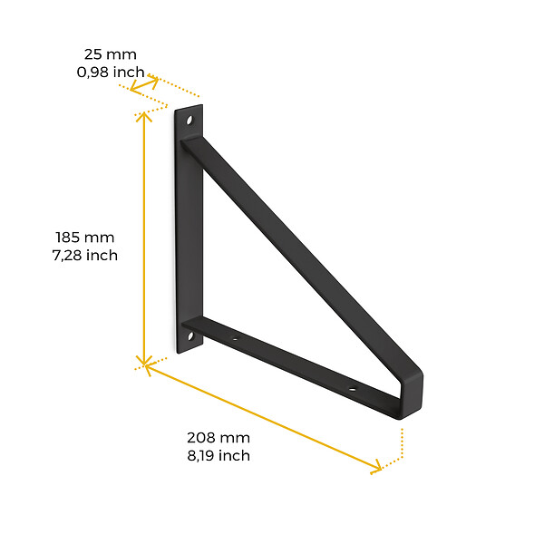 EMUCA - Jeu de supports pour étagères en bois Shelf avec forme triangulaire, Acier, Peint en noir - large
