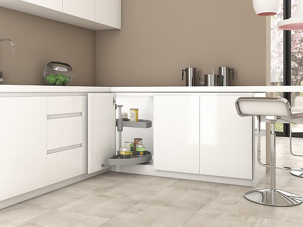 EMUCA - jeu de plateaux rotatifs Shelvo 1/2 lune, pour module de 800mm, plastique et aluminium, Gris - large