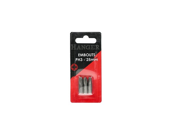 HANGER - Carte de 3 embouts cruciformes PH3 25mm - HANGER - 133013 - large