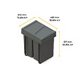 EMUCA - bac de tri sélectif a montage inférieur et extraction manuelle pour élément de cuisine Recycle, 2x25litres, Plastique gris antracite - vignette