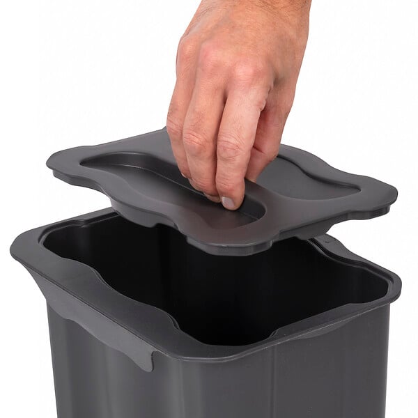 EMUCA - poubelle de recyclage pour suspendre la porte et collecter les déchets Recyclage, 1 x bac de 5 litres, avec couvercle, Plastique gris anthracite - large