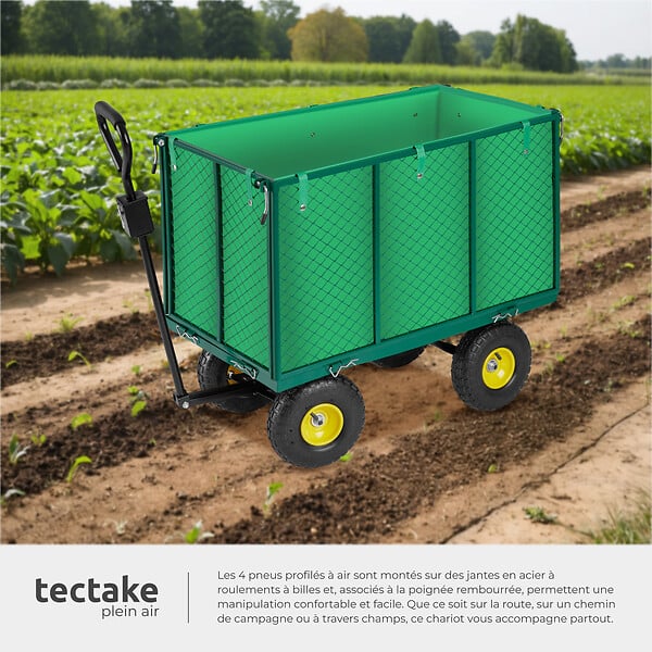 TECTAKE - Chariot de jardin 544 kg vert - large