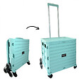 SECURY-T - Chariot de course 8 roues - Pliable - Plastique - Avec Couvercle - Bleu Turquoise - 70Kg - vignette
