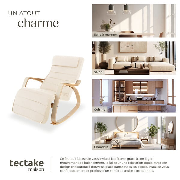TECTAKE - Fauteuil à bascule Onda beige - large