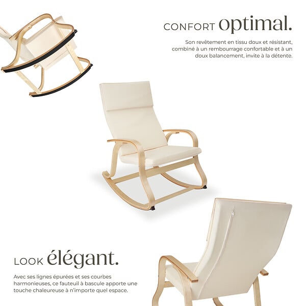 TECTAKE - Fauteuil à bascule Roca beige - large