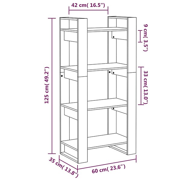 VIDAXL - vidaXL Bibliothèque/Séparateur de pièce 60x35x125 cm Bois massif - large
