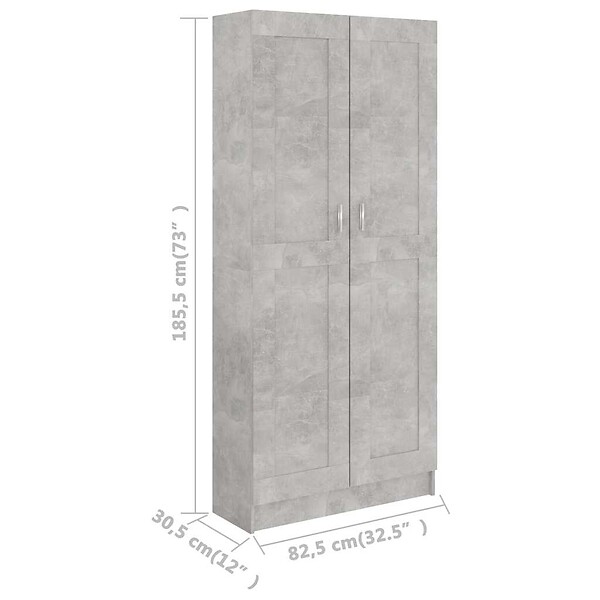 VIDAXL - vidaXL Bibliothèque Gris béton 82,5x30,5x185,5 cm Bois d'ingénierie - large