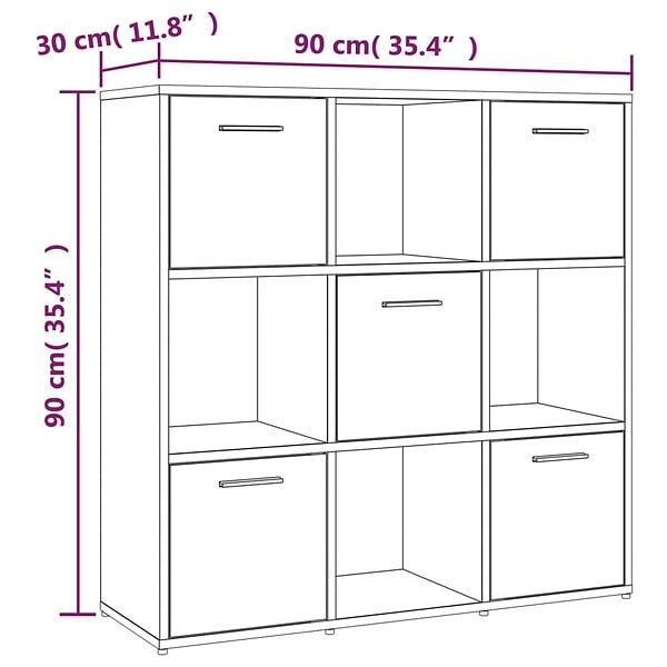 VIDAXL - vidaXL Bibliothèque Sonoma gris 90x30x90 cm Bois d'ingénierie - large