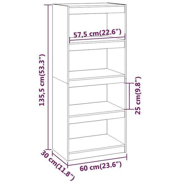 VIDAXL - vidaXL Bibliothèque/Séparateur de pièce Noir 60x30x135,5 cm Pin massif - large